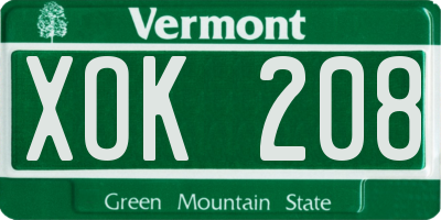 VT license plate XOK208