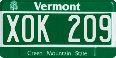 VT license plate XOK209