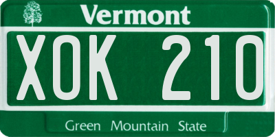 VT license plate XOK210
