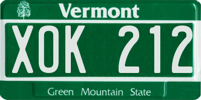 VT license plate XOK212