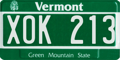 VT license plate XOK213