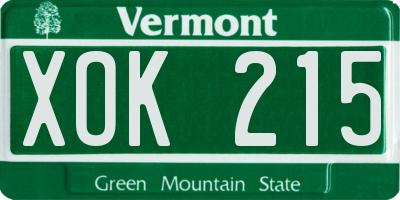 VT license plate XOK215