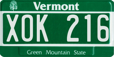 VT license plate XOK216