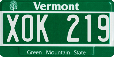 VT license plate XOK219