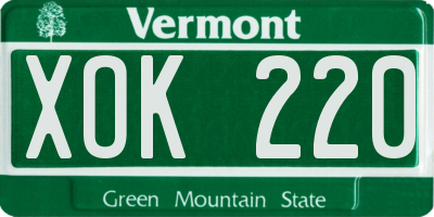 VT license plate XOK220