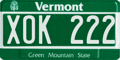 VT license plate XOK222