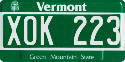 VT license plate XOK223