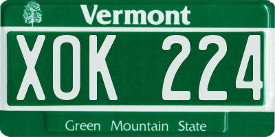 VT license plate XOK224