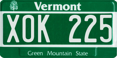 VT license plate XOK225