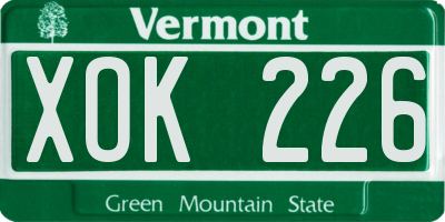 VT license plate XOK226