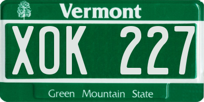 VT license plate XOK227
