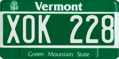 VT license plate XOK228
