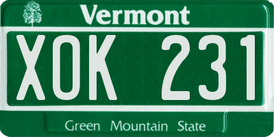 VT license plate XOK231