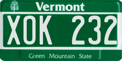 VT license plate XOK232