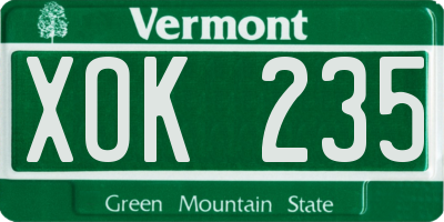 VT license plate XOK235