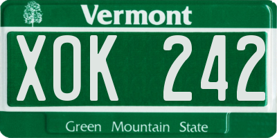 VT license plate XOK242