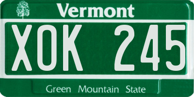 VT license plate XOK245