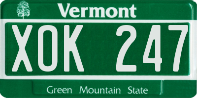VT license plate XOK247