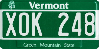 VT license plate XOK248