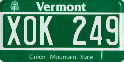 VT license plate XOK249