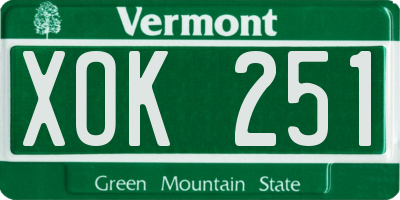 VT license plate XOK251