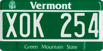 VT license plate XOK254