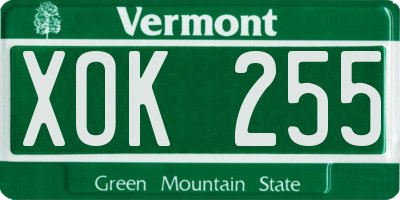 VT license plate XOK255