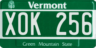 VT license plate XOK256