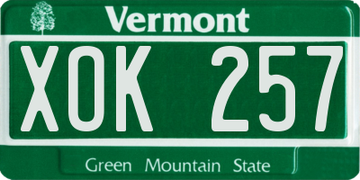 VT license plate XOK257
