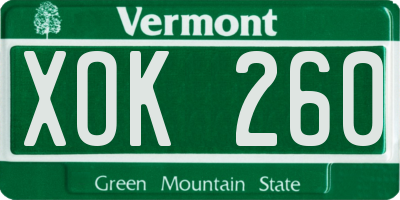 VT license plate XOK260