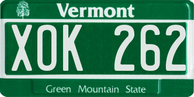 VT license plate XOK262