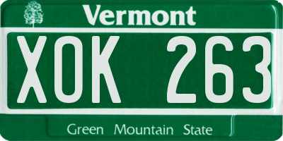 VT license plate XOK263