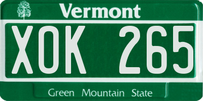 VT license plate XOK265