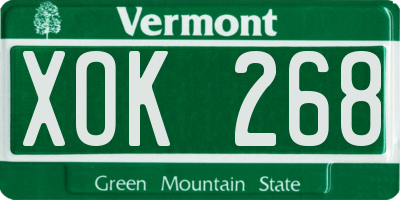 VT license plate XOK268