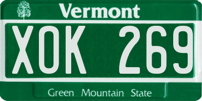 VT license plate XOK269