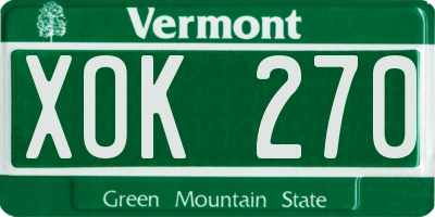 VT license plate XOK270
