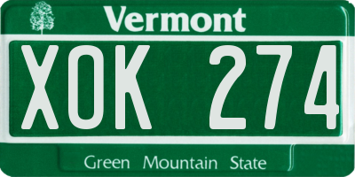 VT license plate XOK274