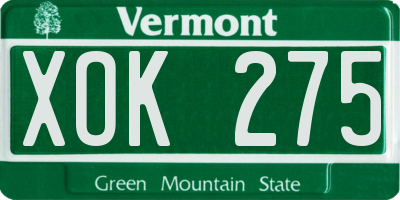 VT license plate XOK275