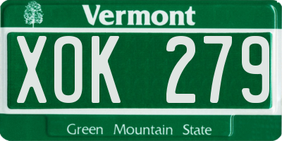 VT license plate XOK279