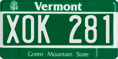 VT license plate XOK281