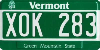 VT license plate XOK283