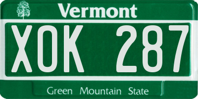 VT license plate XOK287