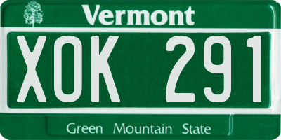 VT license plate XOK291