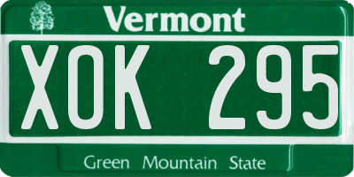 VT license plate XOK295