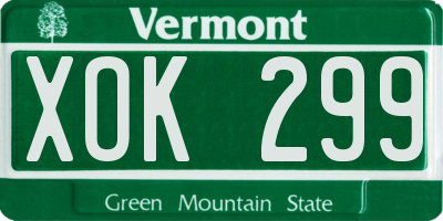 VT license plate XOK299