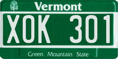 VT license plate XOK301