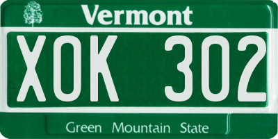 VT license plate XOK302