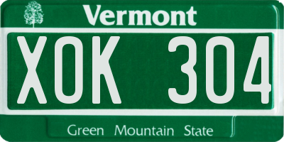VT license plate XOK304