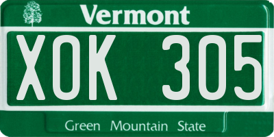 VT license plate XOK305