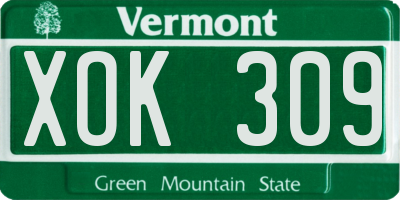 VT license plate XOK309